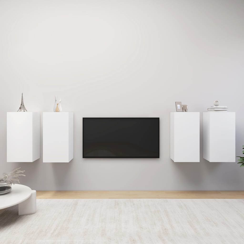Tv-bänkar 4 st vit 30,5x30x60 cm konstruerat trä