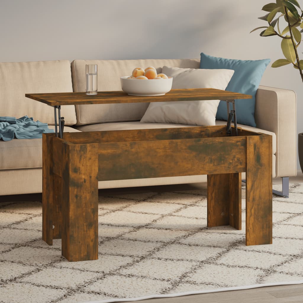 Soffbord rökfärgad ek 101x49x52 cm konstruerat trä