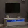 TV-bänk med LED-belysning 2 delar vit 60x35x40 cm