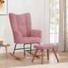 Gungstol med fotpall rosa sammet