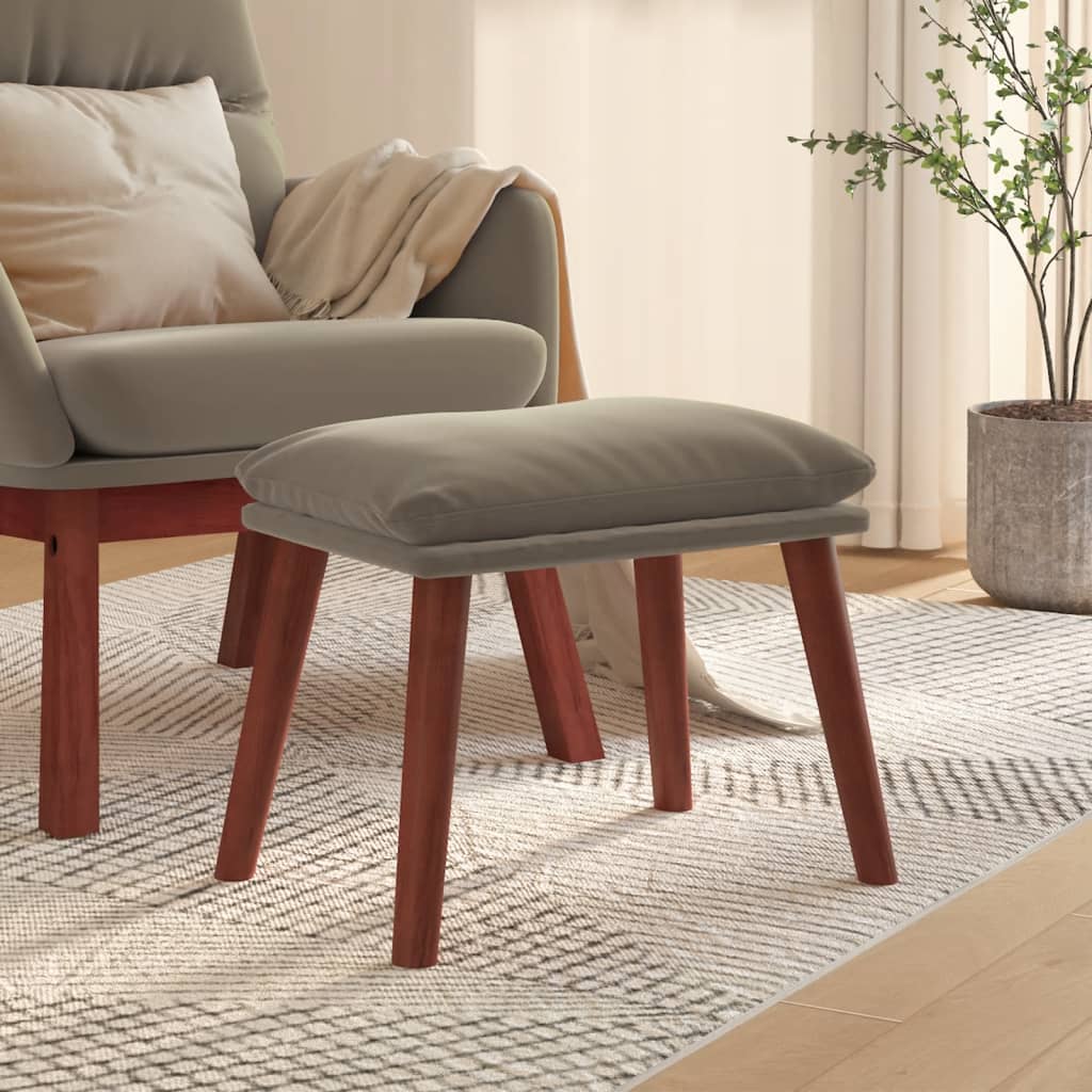 Fotpall ljusgrå 45x29,5x35 cm sammet