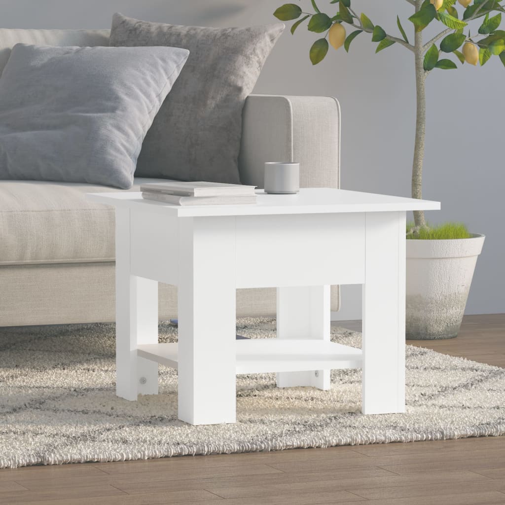 Soffbord vit 55x55x42 cm konstruerat trä