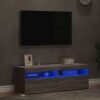 Tv-bänkar 2 st med LED-belysning grå sonoma 60x35x40 cm