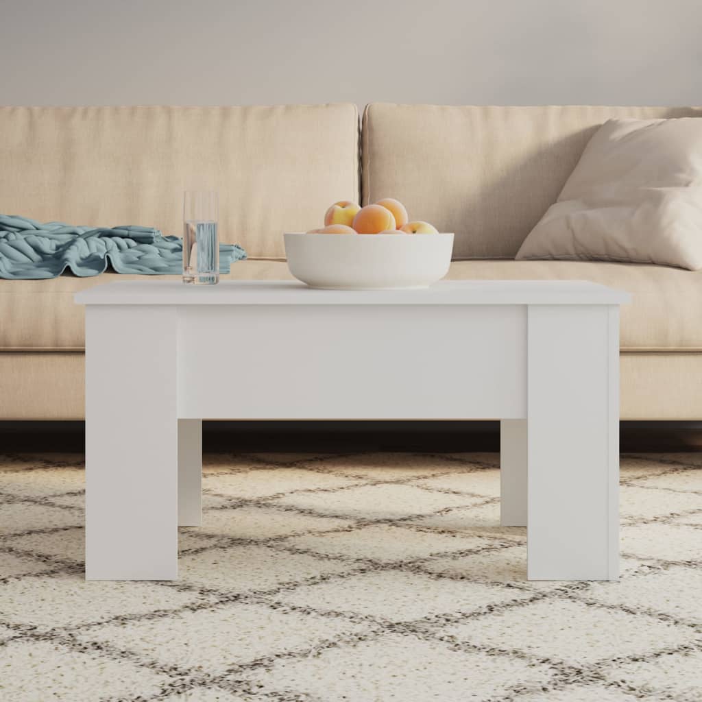 Soffbord vit 79x49x41 cm konstruerat trä