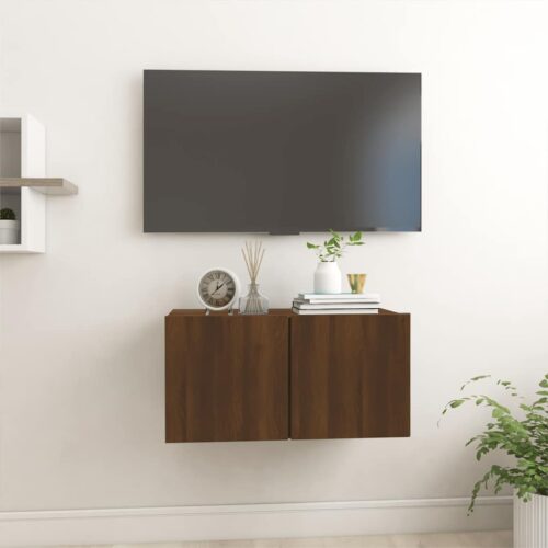 Hängande tv-skåp brun ek 60x30x30 cm konstruerat trä