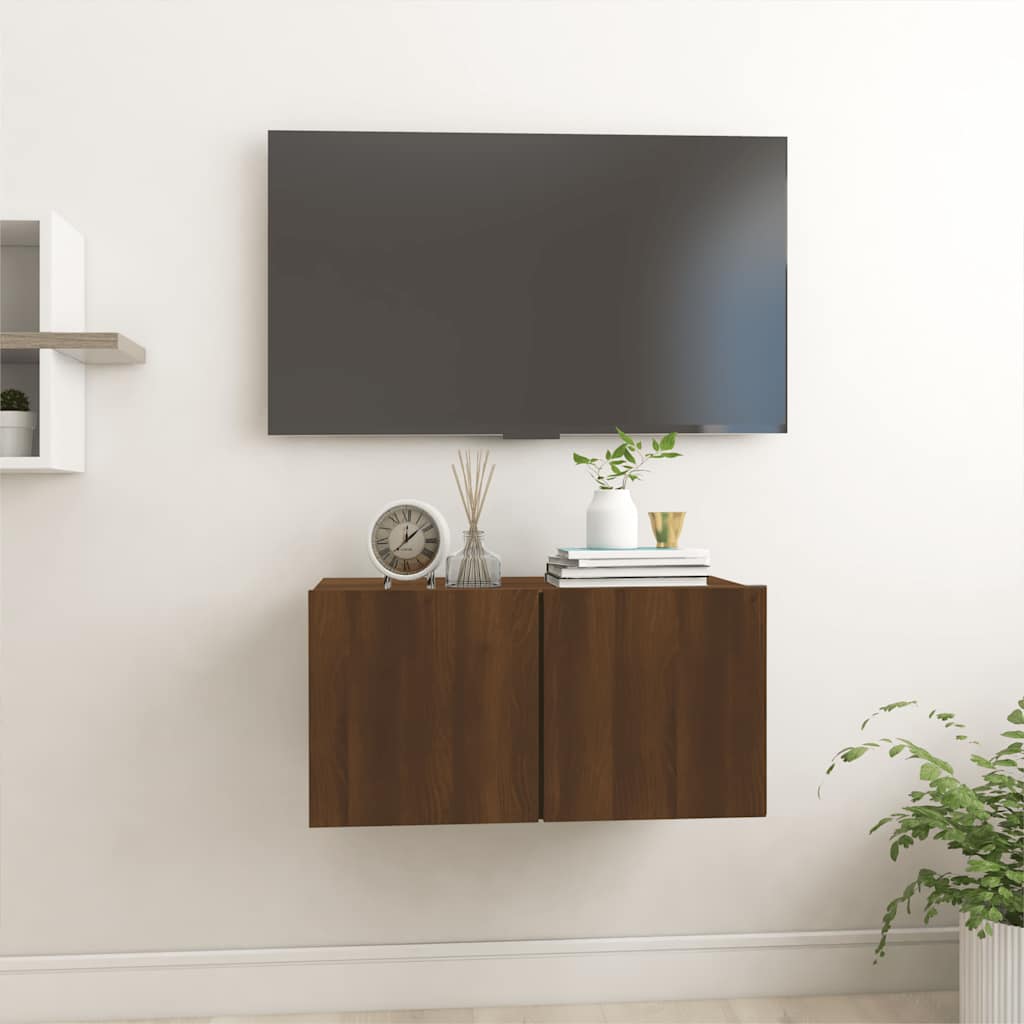 Hängande tv-skåp brun ek 60x30x30 cm konstruerat trä