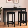 Barstolar 2 st svarta 40x40x78 cm massivt trä furu