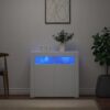 Skänk med LED-belysning vit 80x35x75 cm