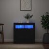 Skänk med LED-belysning svart 80x35x75 cm