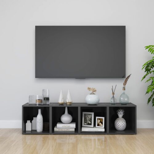 TV-bänk 4 st grå högglans 37x35x37 cm konstruerat trä