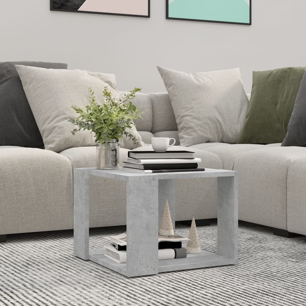 Soffbord betonggrå 40x40x30 cm konstruerat trä