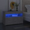 Sängbord med LED-belysning 2 st betonggrå 60x35x40 cm
