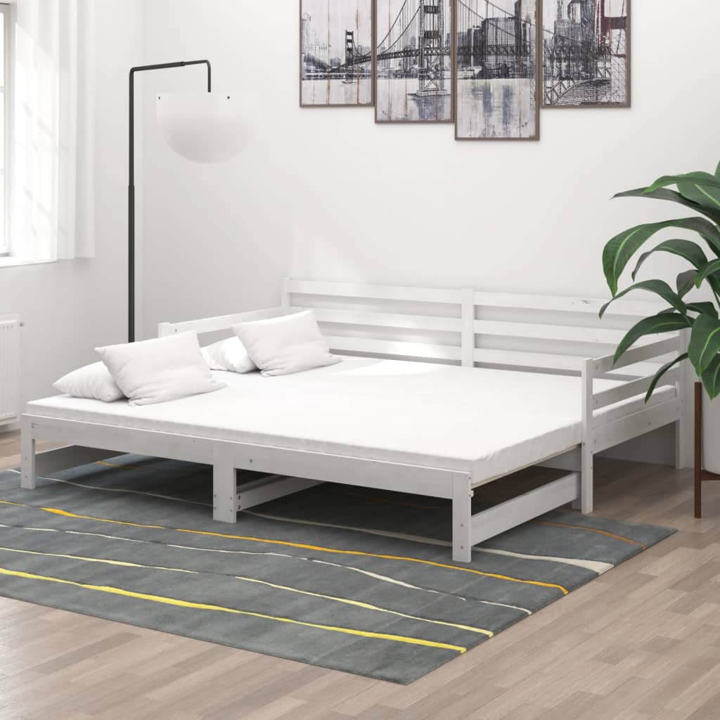 Dagbädd utdragbar vit massiv furu 2x(90x200) cm