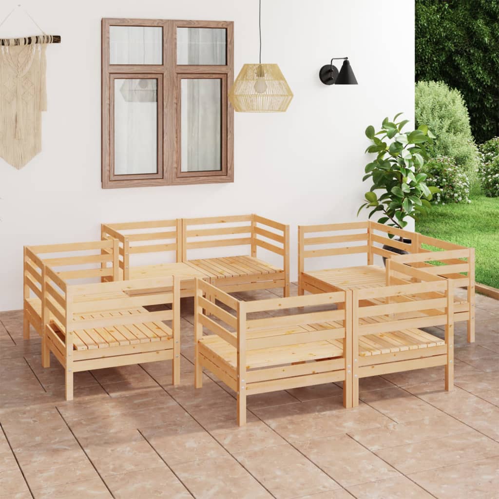 Loungegrupp för trädgården 8 delar massiv furu