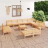 Loungegrupp för trädgården 13 delar massiv furu