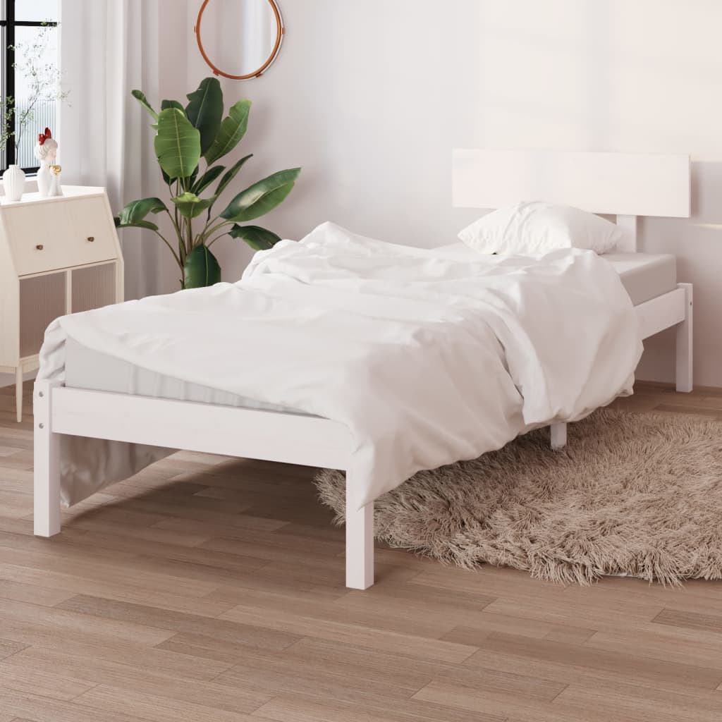 Sängram vit massiv furu 90x200 cm