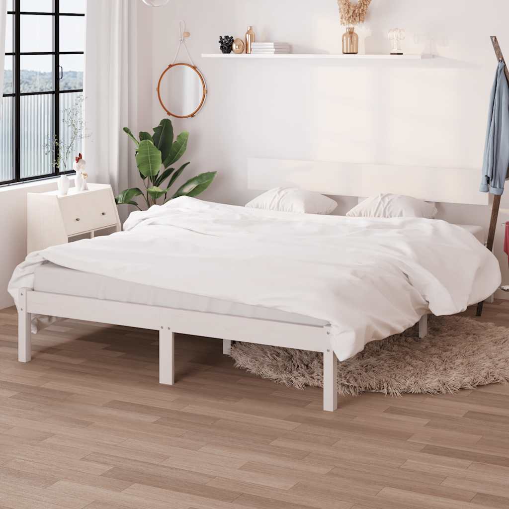 Sängram vit massiv furu 140x200 cm