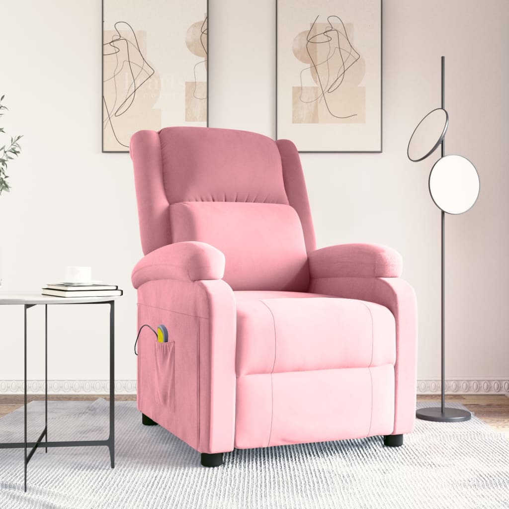 Massagefåtölj rosa sammet