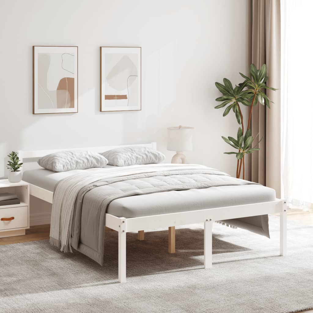 Säng vit 120x190 cm massiv furu