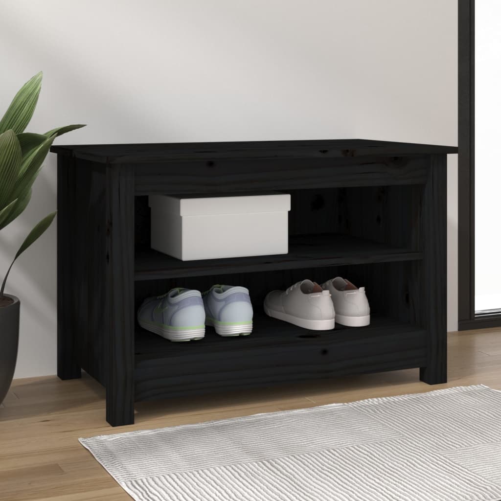 Skobänk svart 70x38x45,5 cm massiv furu