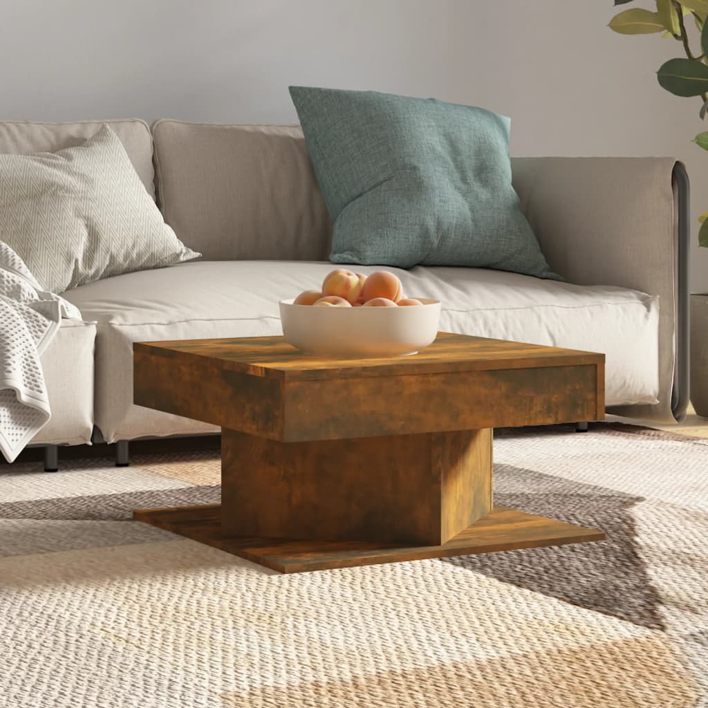 Soffbord rökfärgad ek 57x57x30 cm konstruerat trä