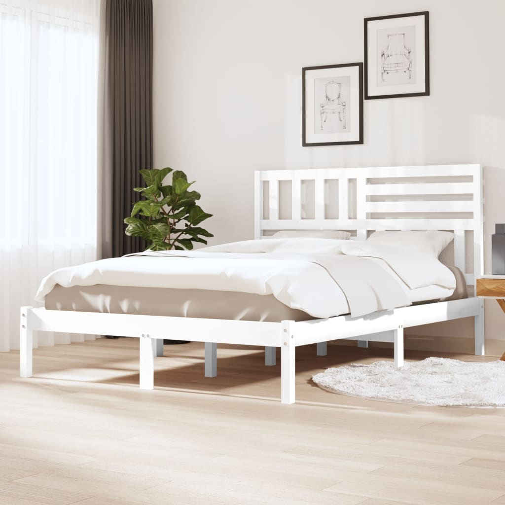 Sängram vit massiv furu 140x190 cm
