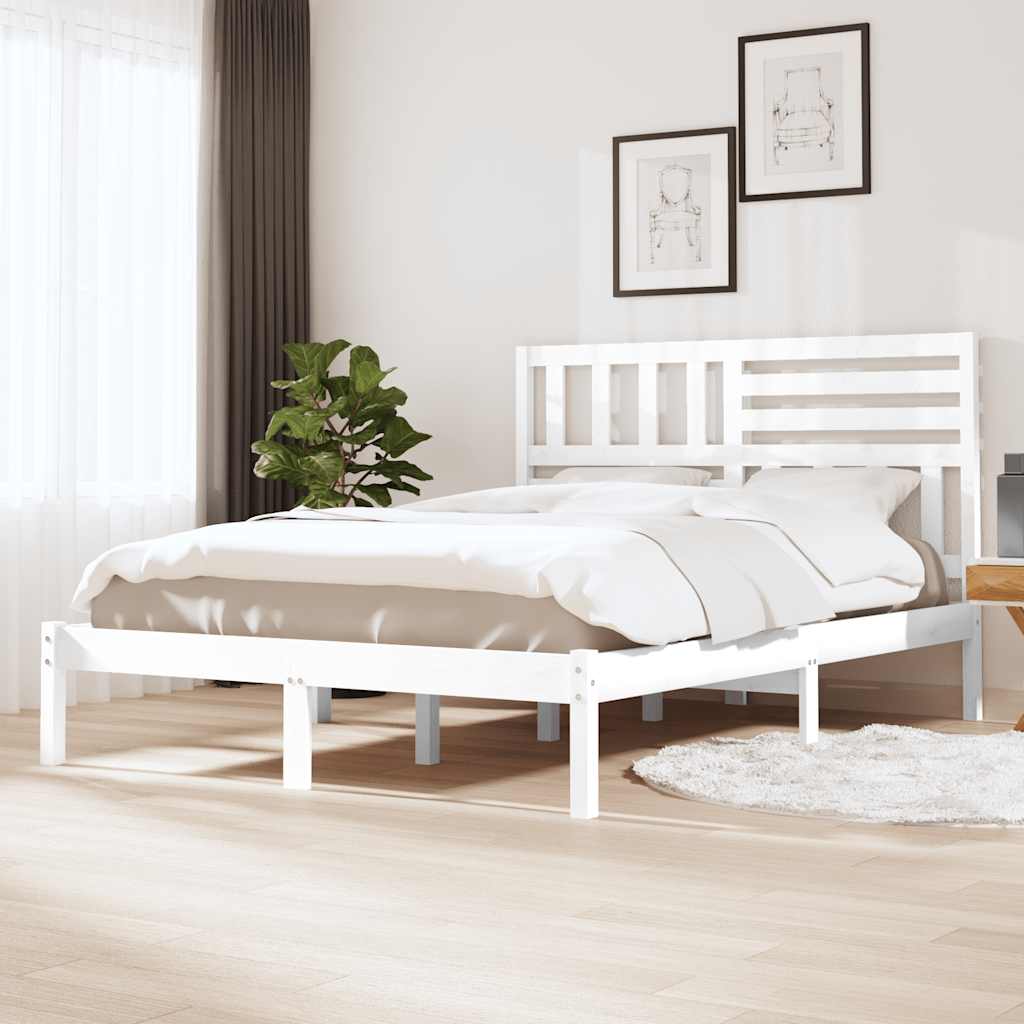 Sängram vit massiv furu 140x200 cm