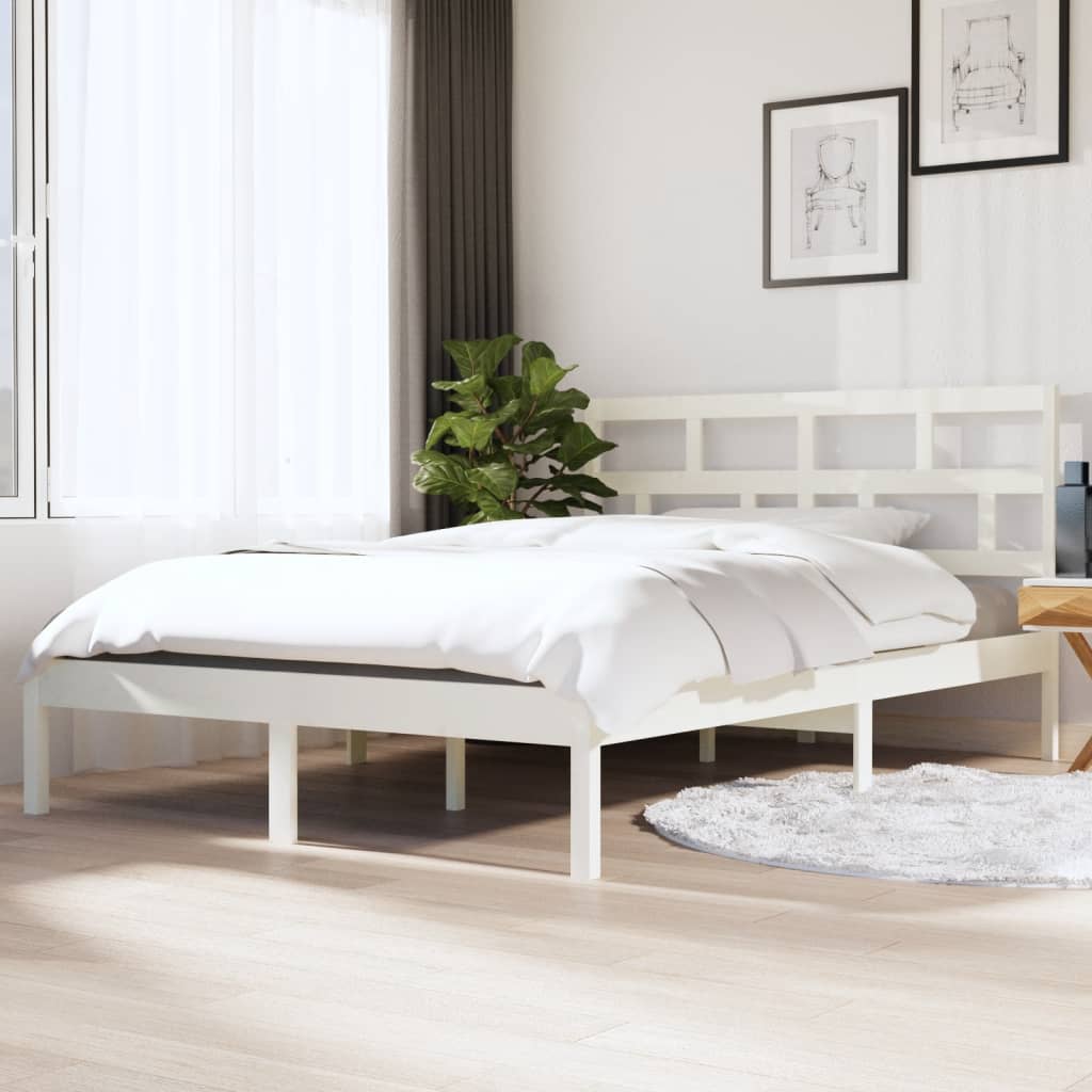 Sängram vit massiv furu 140x190 cm