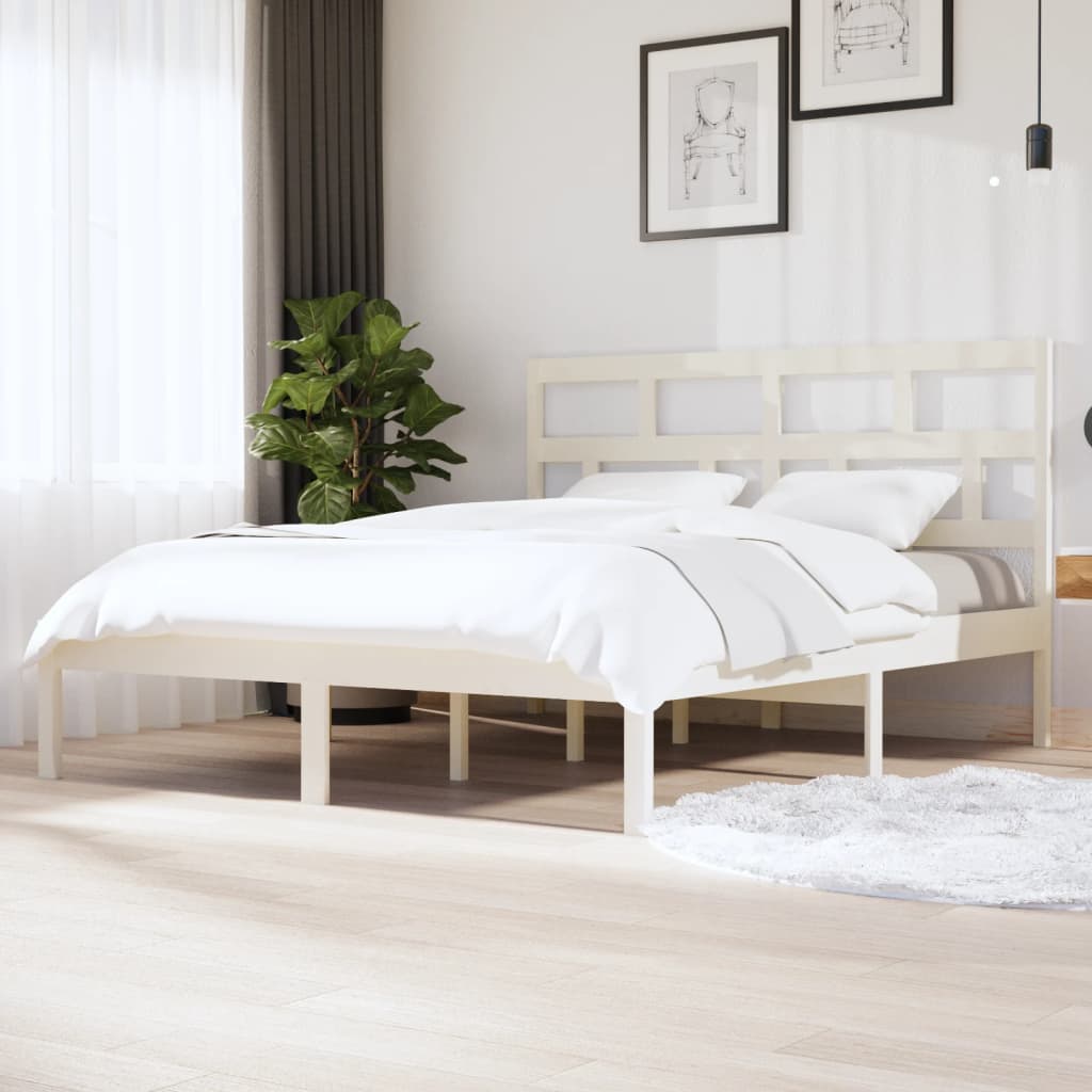 Sängram vit massiv furu 160x200 cm