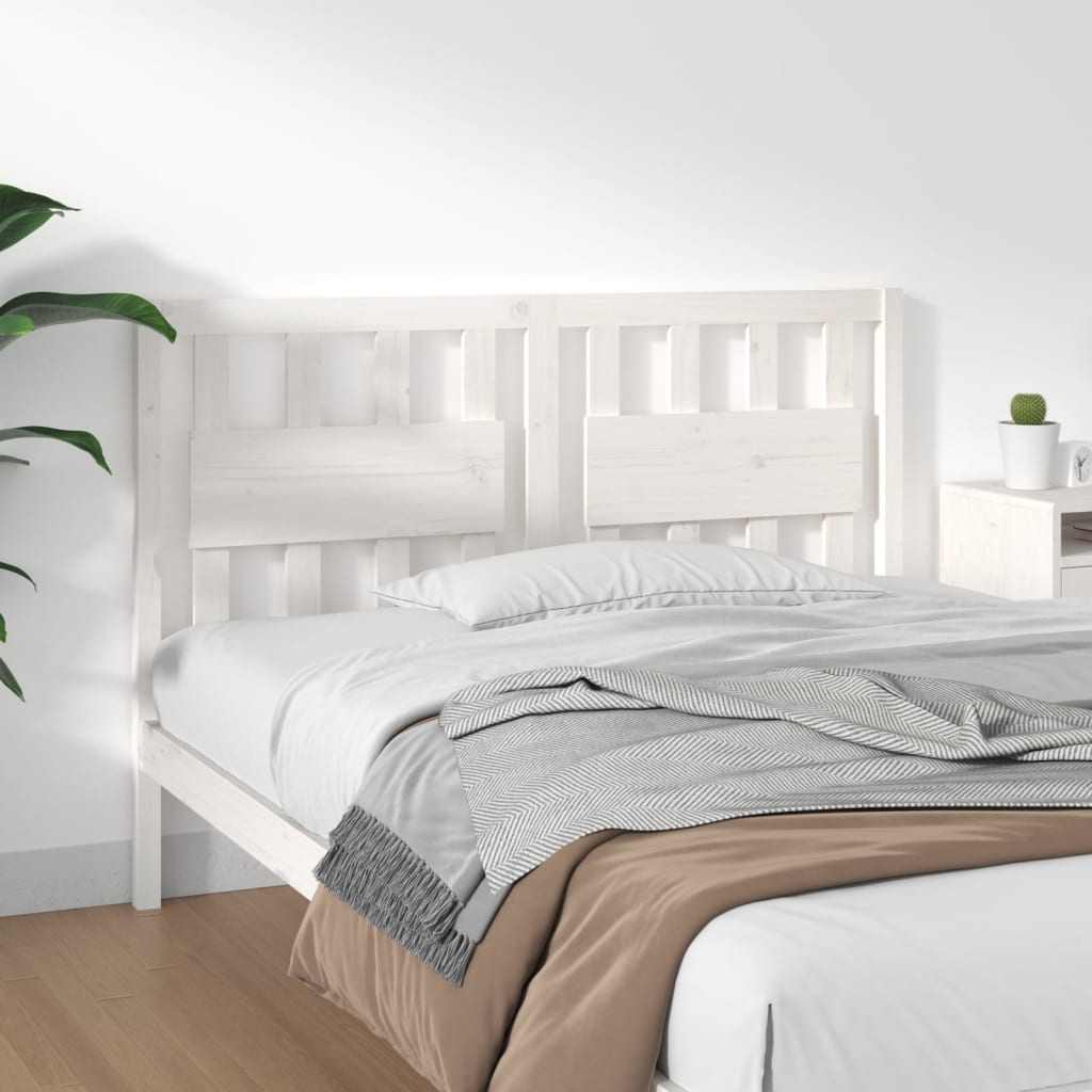 Sänggavel vit 140,5x4x100 cm massiv furu