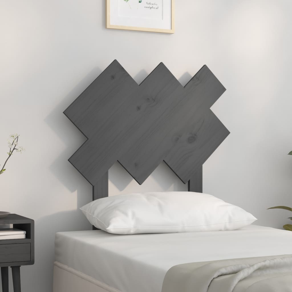 Sänggavel grå 72,5x3x81 cm massiv furu