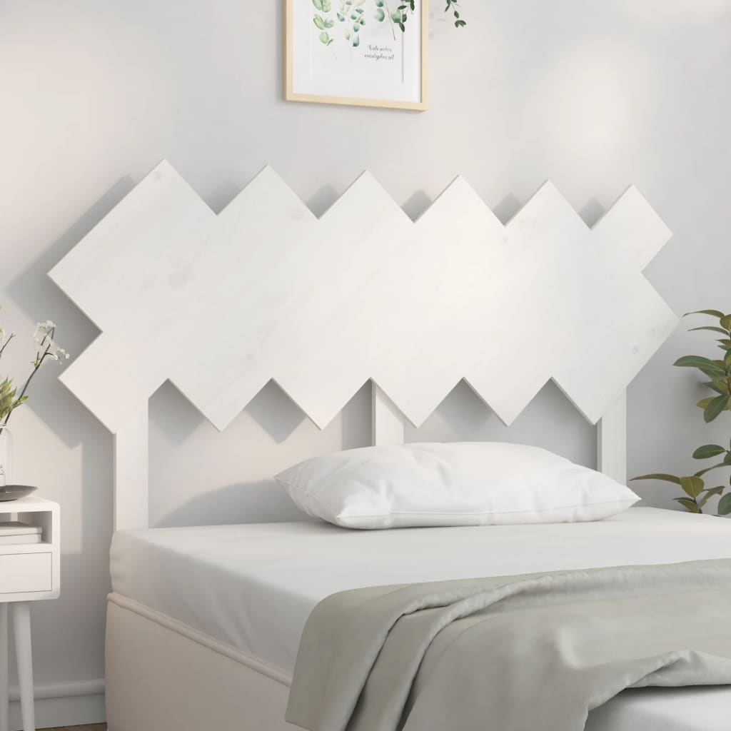 Sänggavel vit 132x3x81 cm massiv furu