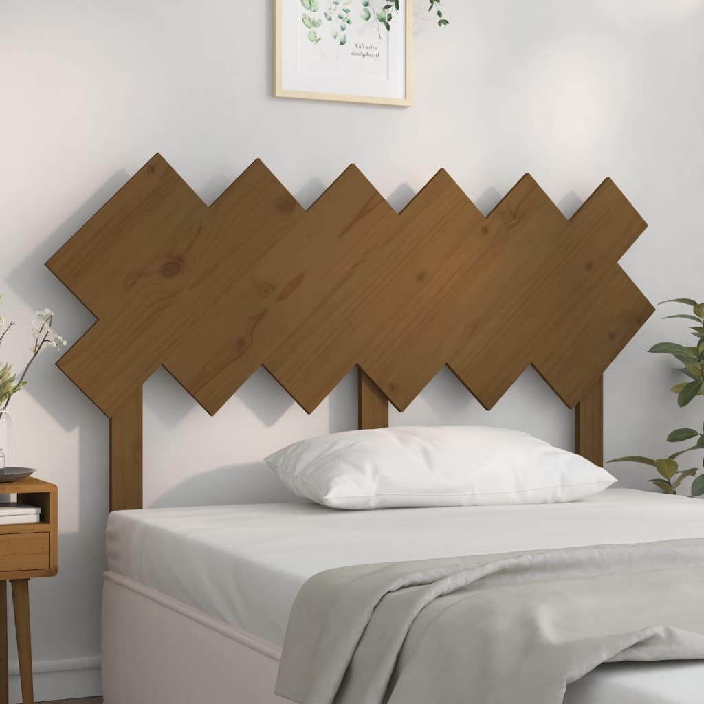 Sänggavel honungsbrun 132x3x81 cm massiv furu