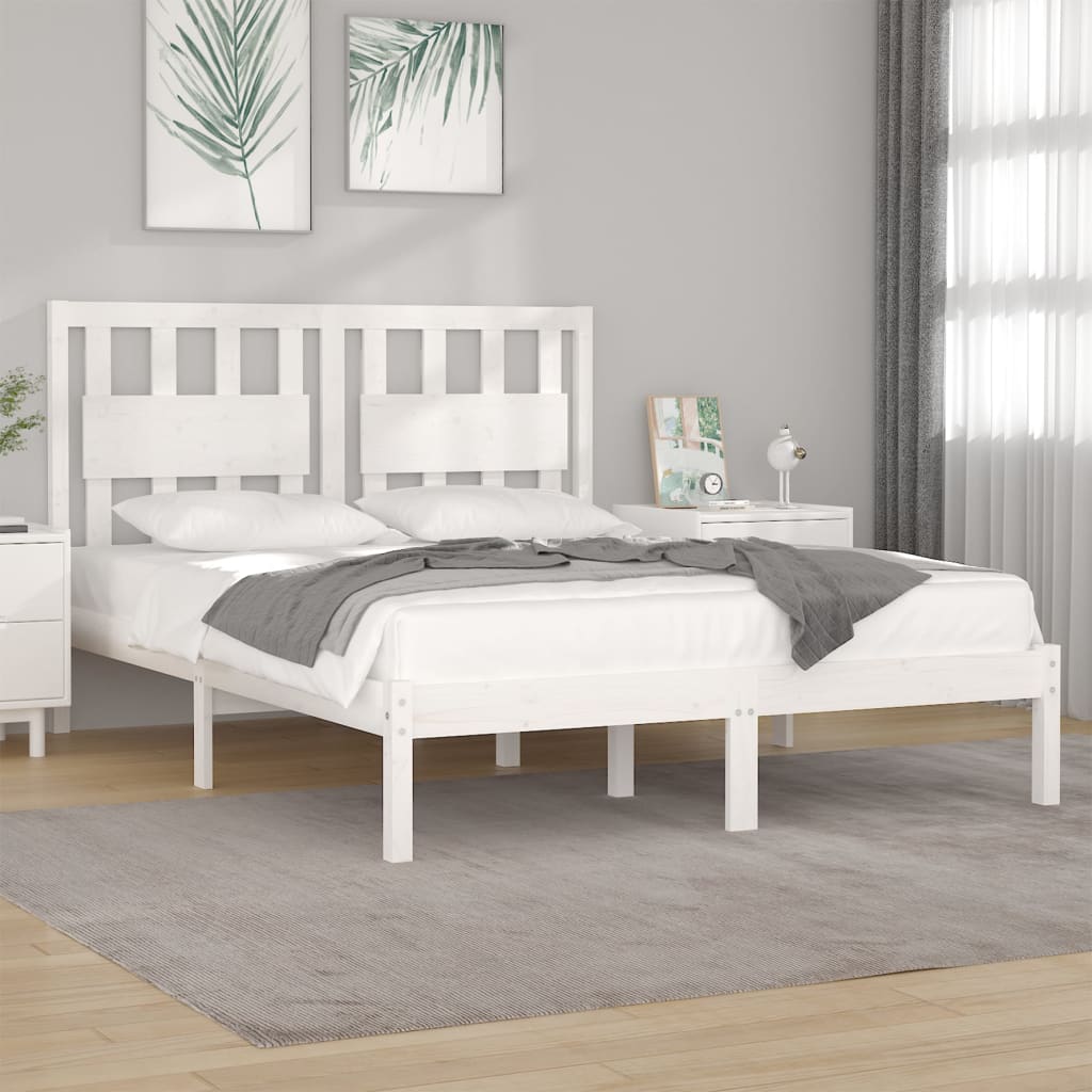 Sängram vit massiv furu 200x200 cm