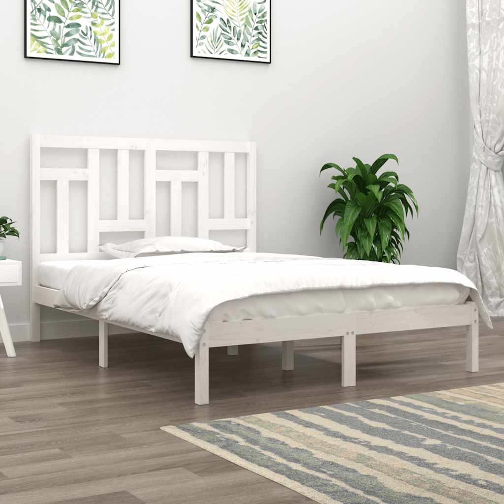Sängram utan madrass vit 140x190 cm massiv furu