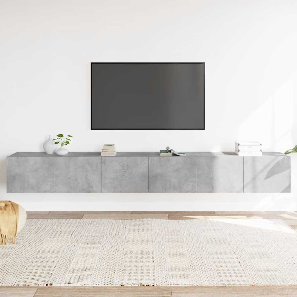 Tv-skåp 3 delar betonggrå konstruerat trä