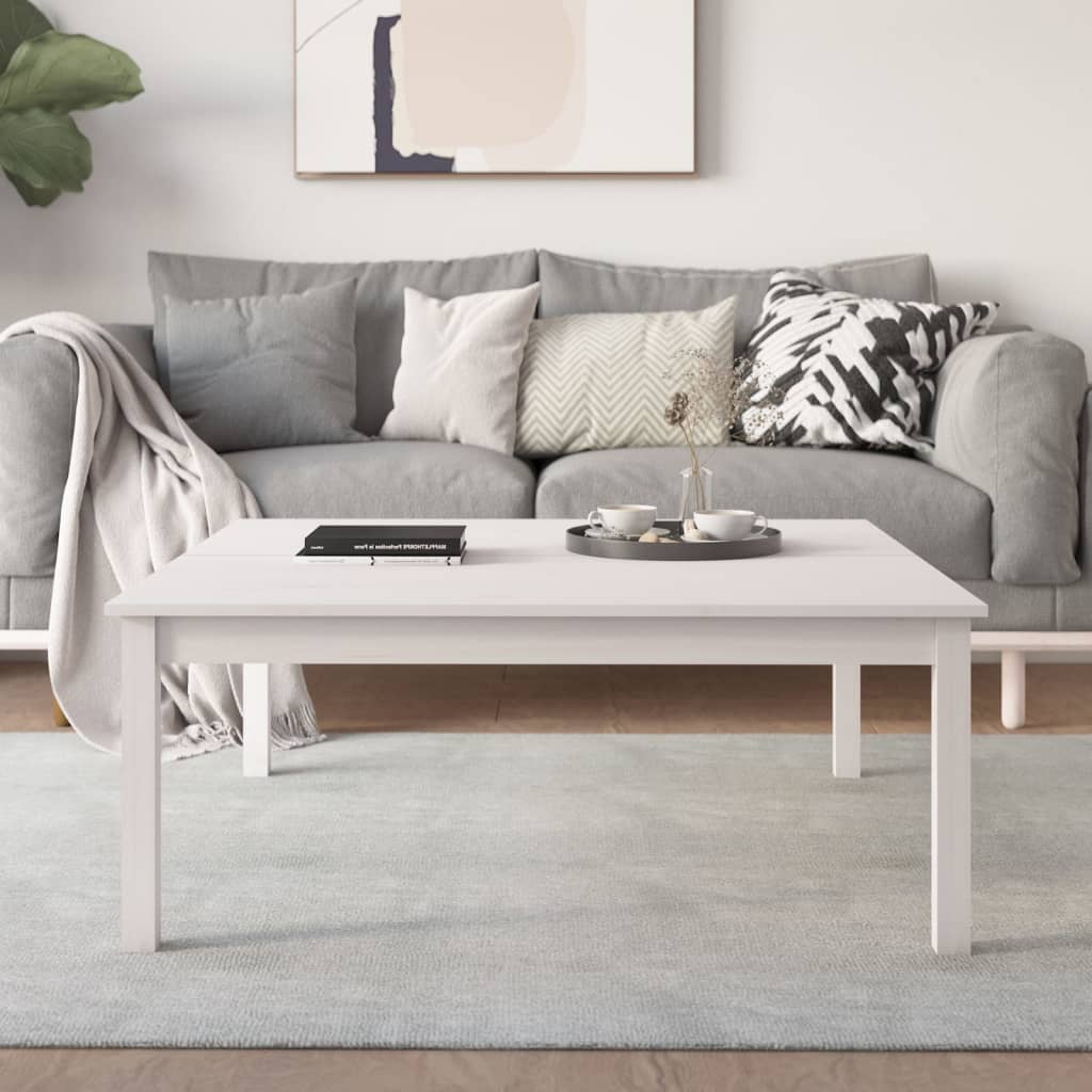Soffbord vit 100x100x40 cm massivt furu