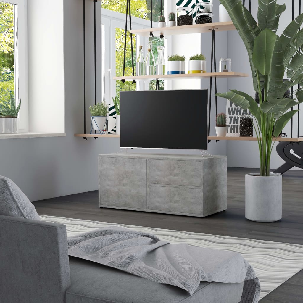 Tv-bänk betonggrå 80x34x36 cm konstruerat trä