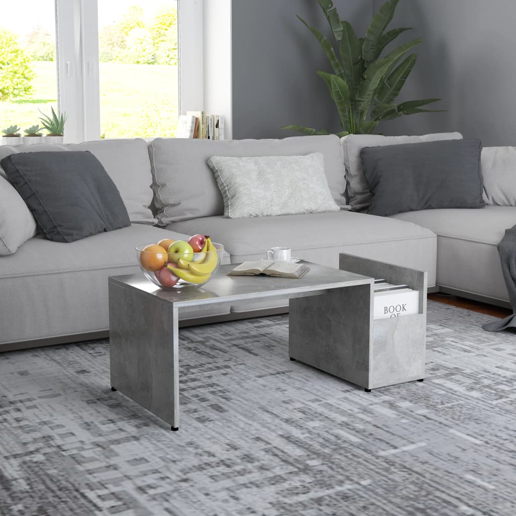 Soffbord betonggrå 90x45x35 cm konstruerat trä