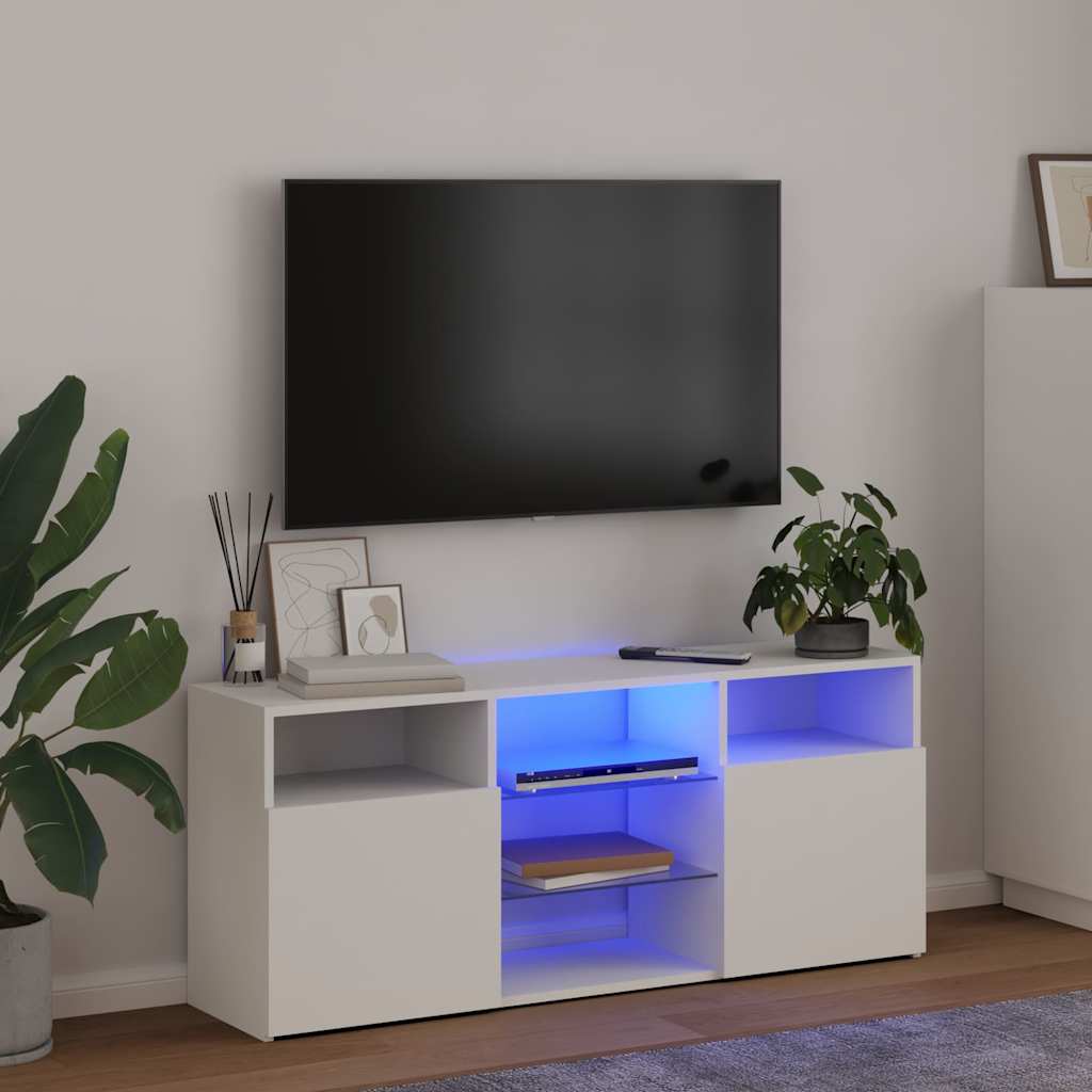 TV-bänk med LED-belysning vit 120x30x50 cm