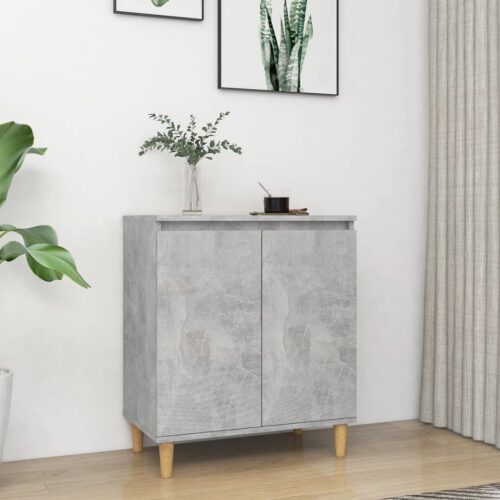 Skänk massiva träben betonggrå 60x35x70 cm konstruerat trä