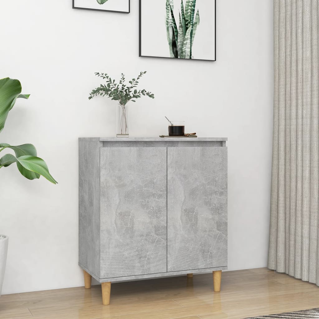 Skänk massiva träben betonggrå 60x35x70 cm konstruerat trä