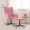 Vilstol med fotpall rosa sammet