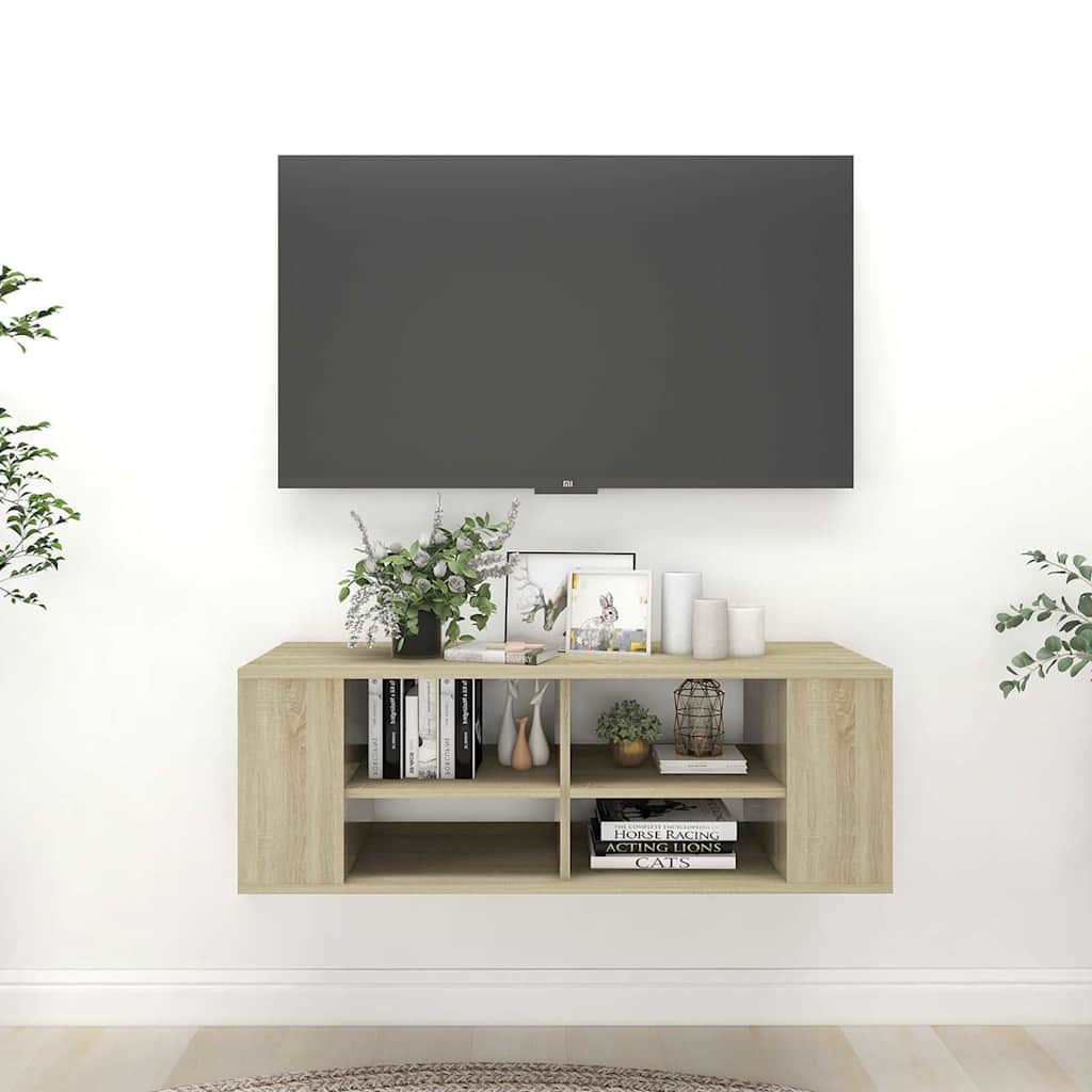 Väggmonterat tv-skåp sonoma-ek 102x35x35 cm konstruerat trä