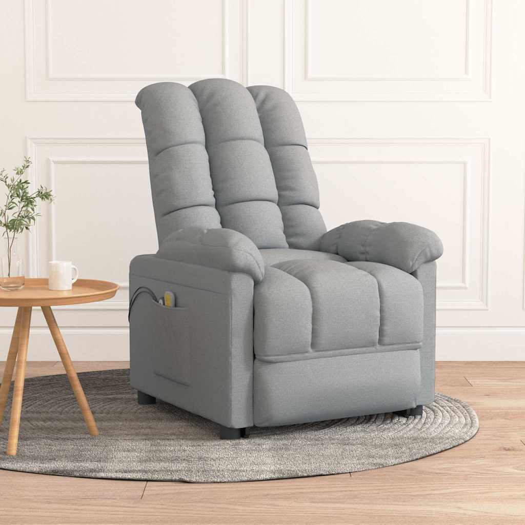 Elektrisk massagefåtölj ljusgrå tyg