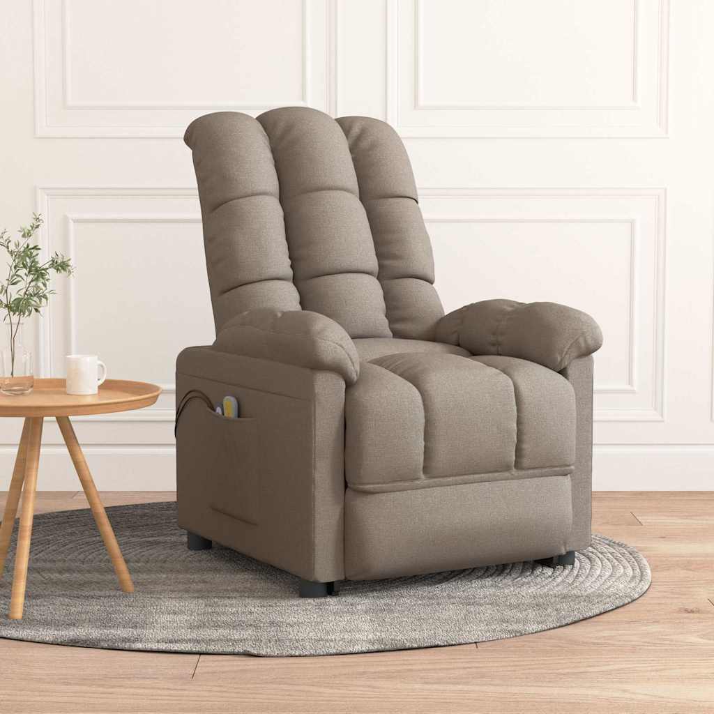 Elektrisk massagefåtölj taupe tyg