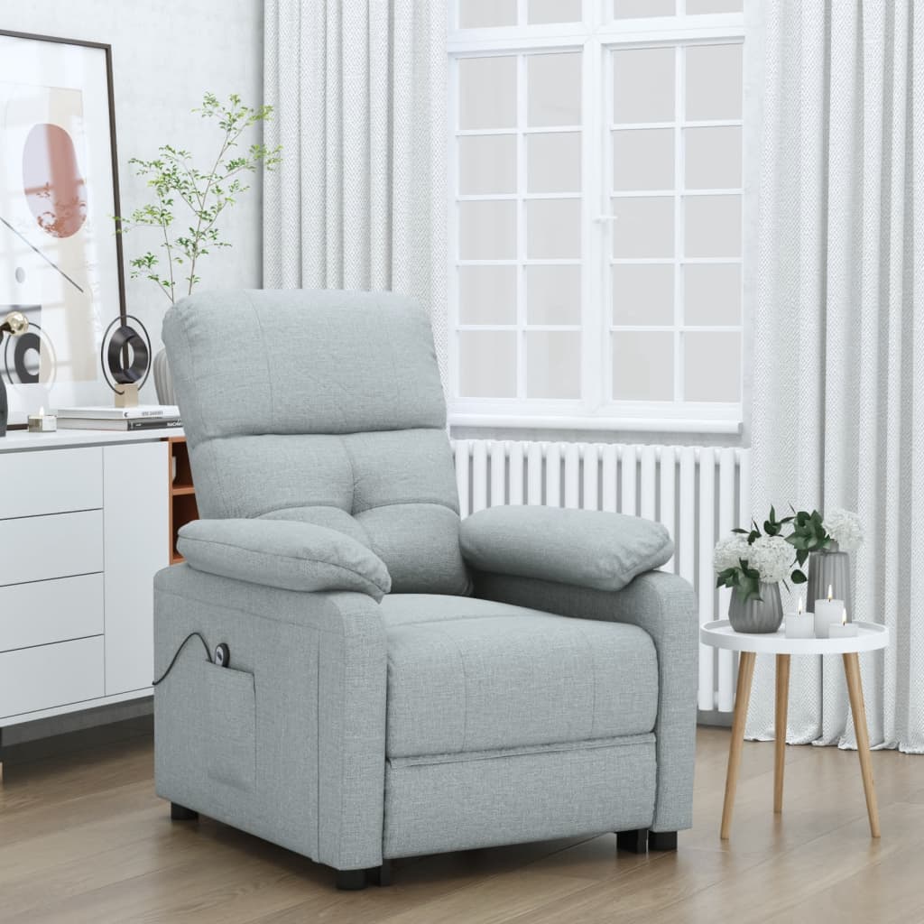 Elektrisk reclinerfåtölj ljusgrå tyg