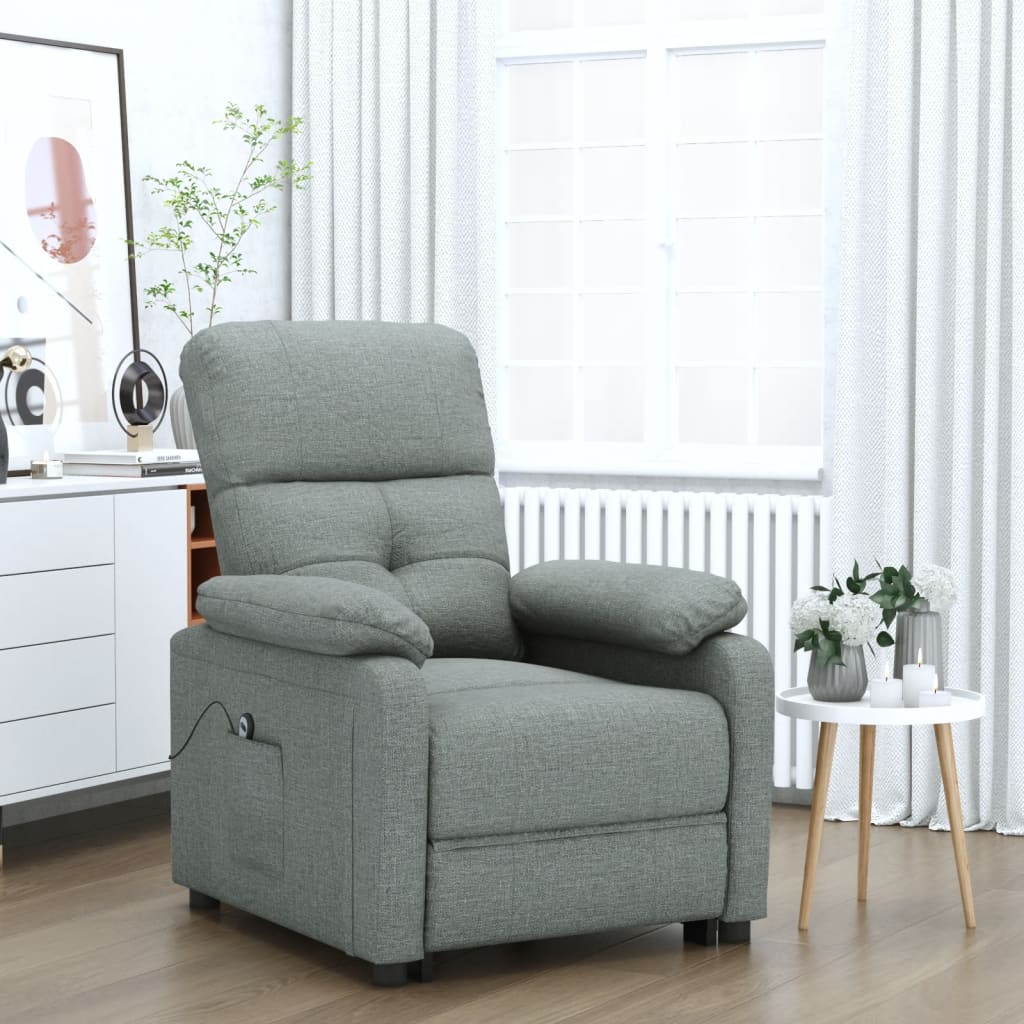 Elektrisk reclinerfåtölj mörkgrå tyg
