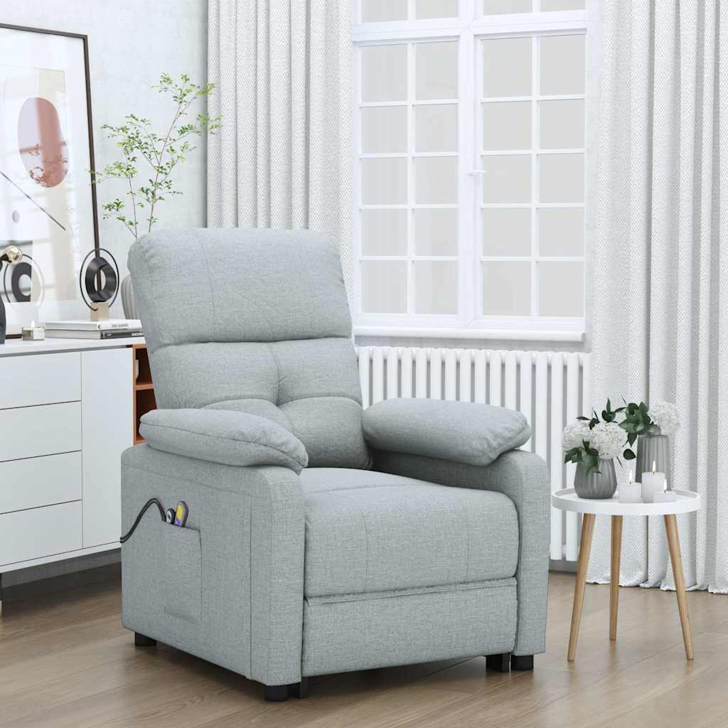 Elektrisk massagefåtölj ljusgrå tyg