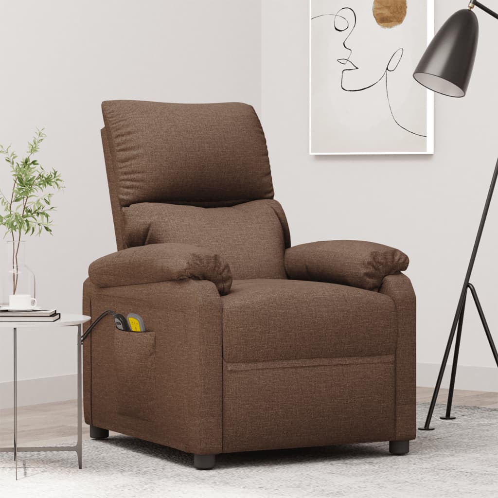 Elektrisk massagefåtölj brun tyg